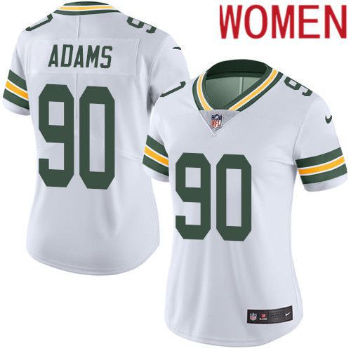 Women Green Bay Packers #90 Montravius Adams White Nike Vapor Limited NFL Jersey->women nfl jersey->Women Jersey